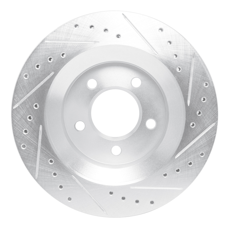 Chrysler Concorde Brake Rotor (1) - Front Left - R1 Concepts - Drilled & Slotted - Silver - `99-`04